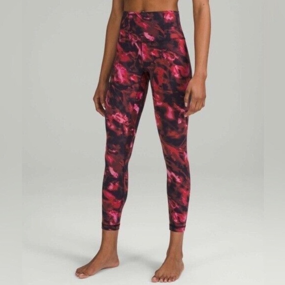 Lululemon Blossom Print Pink Red + Black Align High Rise Leggings - Picture 2 of 6
